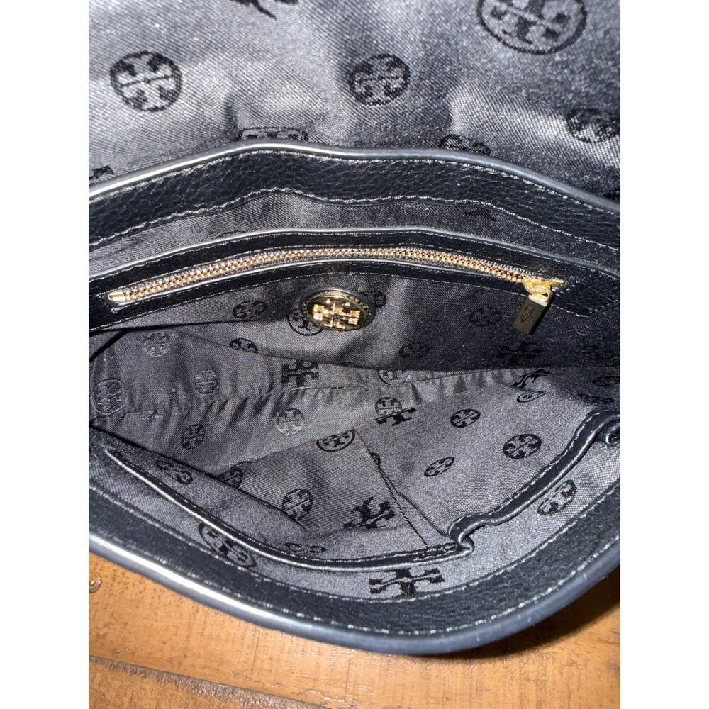 TORY BURCH Crossbody Bag Women's Black Pebbled Leather Tassel Logo Shoulder - Picture 10 of 16